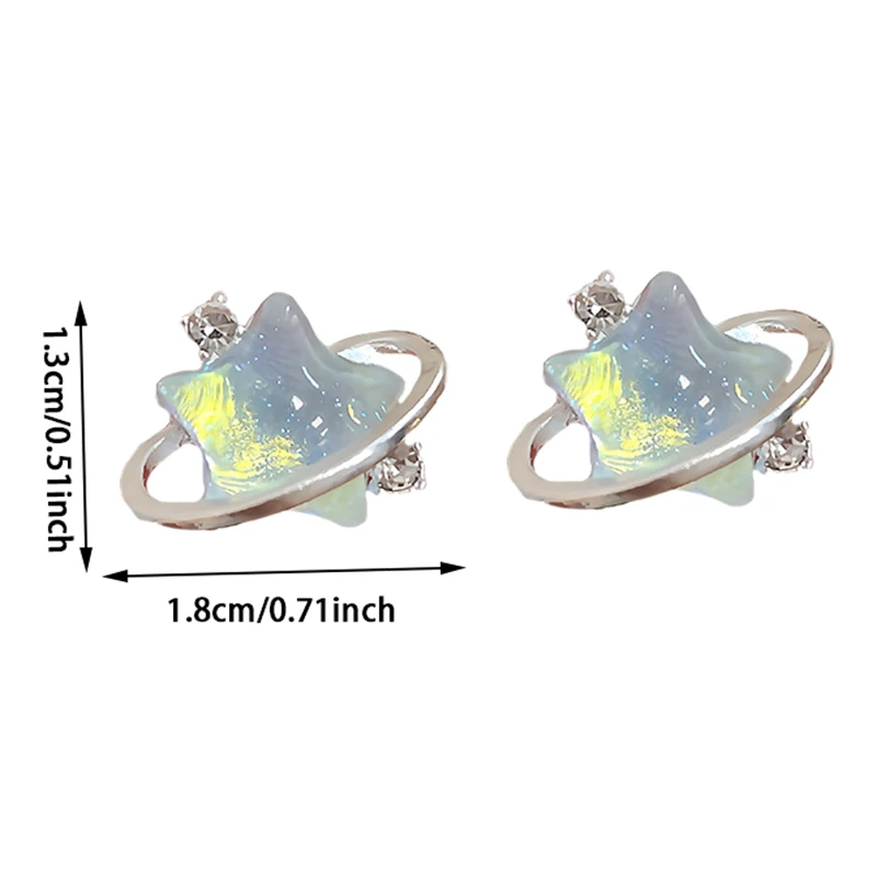 Blaue Kristalls tern Pentagramm Strass Planet Ohr stecker für Frauen süßen Charme trend ige Ohrringe ästhetischen Modeschmuck