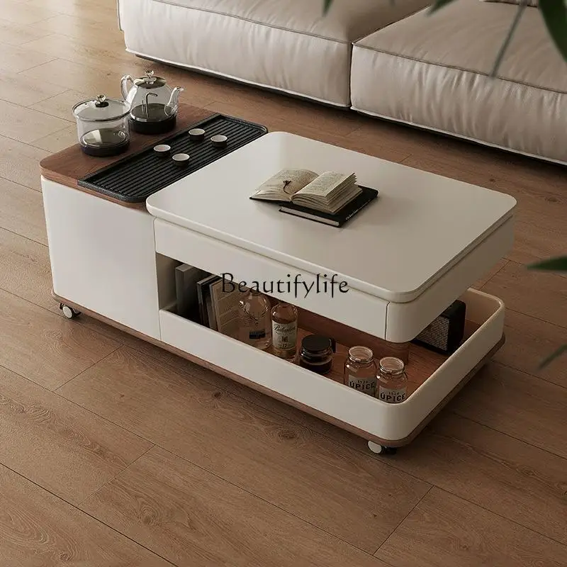 

Movable lifting rock slab coffee table Modern simple light luxury advanced multi-functional tea table