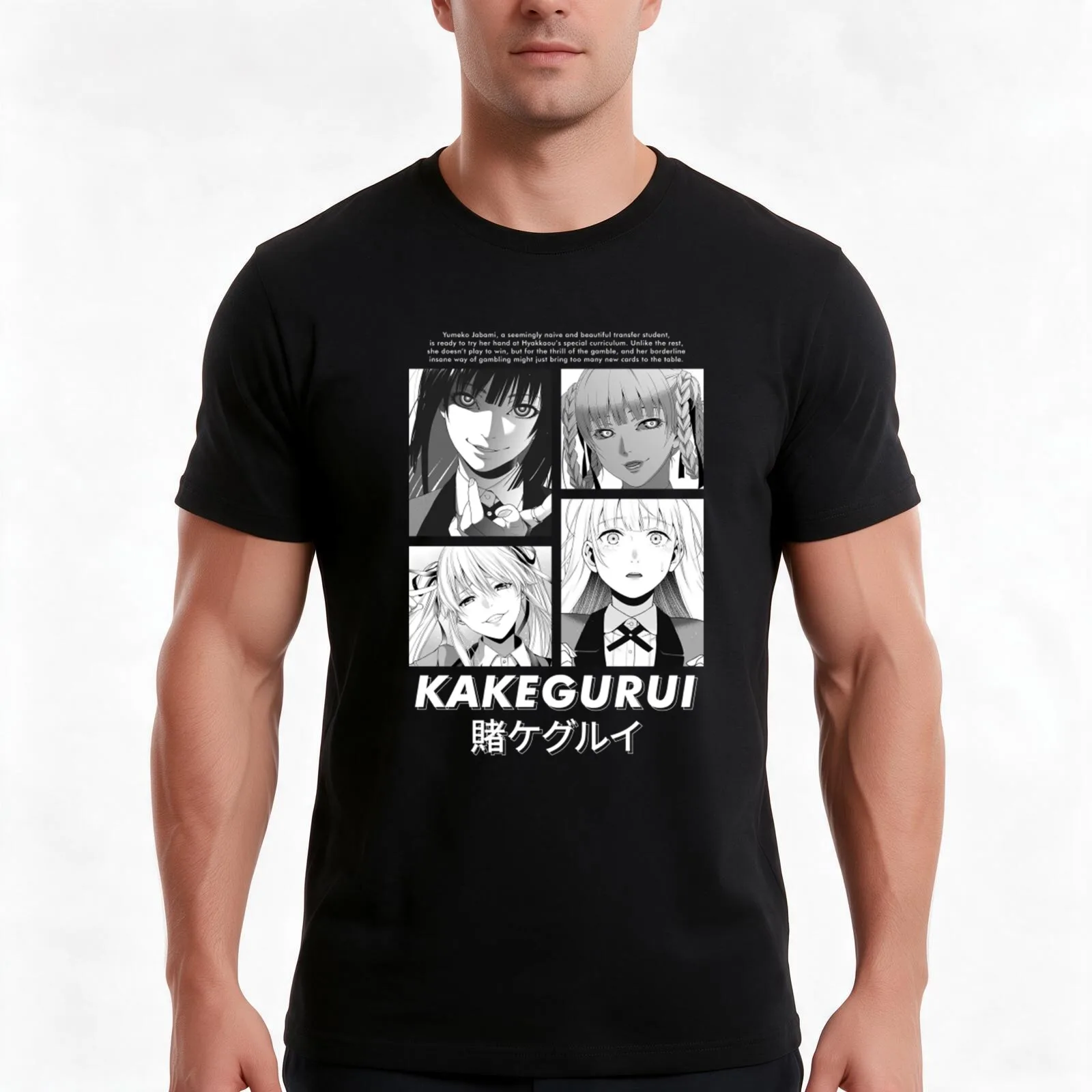 Kakegurui T-Shirt, Summer Casual Cotton Tee, Oversized Streetwear Tops, Vintage Graphic Print, Loose Fit Short Sleeve