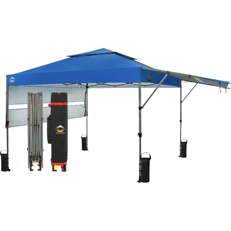 Pop up Canopy Tent Patended  Instant Commercial Canopy with Coated Fabric Including Extend Awnings RopesStakes Weight Bags