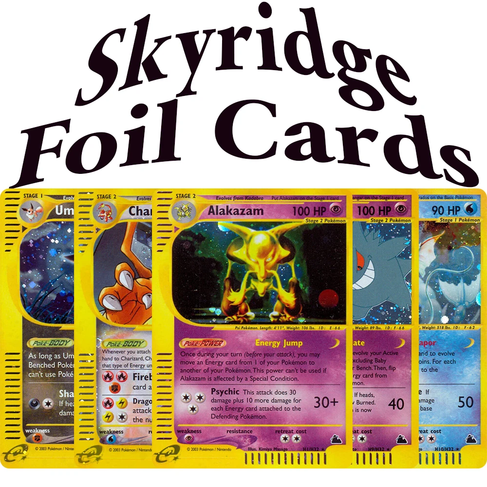 PKM Skyridge (E3) Proxy Foil Game Cards Charizard Gyarados Alakazam Gengar Umbreon Flareon Arcanine Moltres Vaporeon Articuno