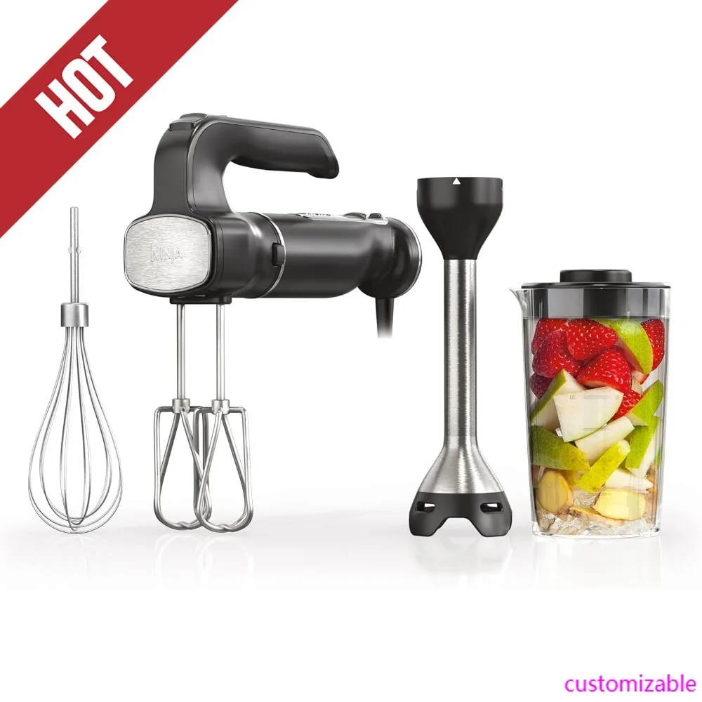 

HOT-Hand Mixer, Immersion Blender, Foodi Power Mixer System, 750-Peak-Watt Handheld Emulsion Blender & Electric Hand Mixer Combo