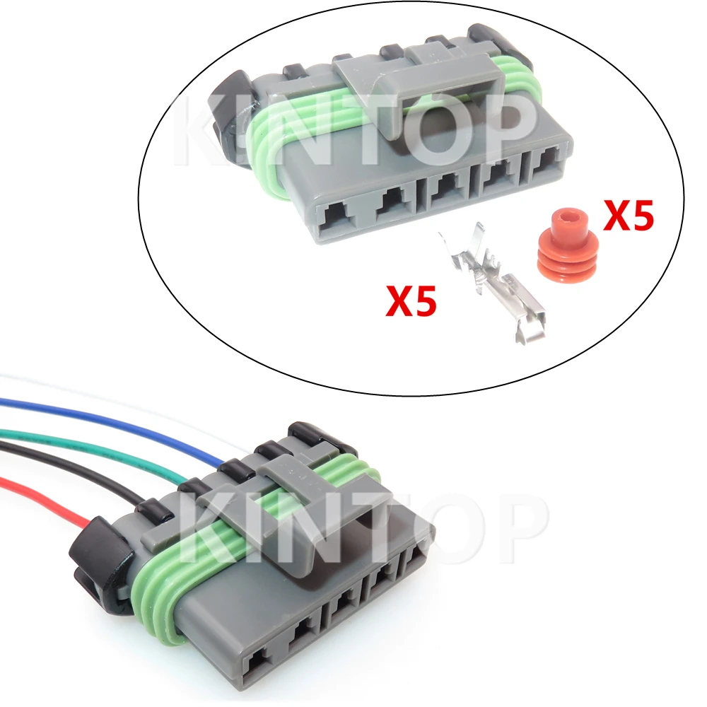 1 Set 5 Pins Automobile Starter Wire Socket Waterproof Connector Auto Connector Assembly 12084891 Car Wiring Harness Adapter