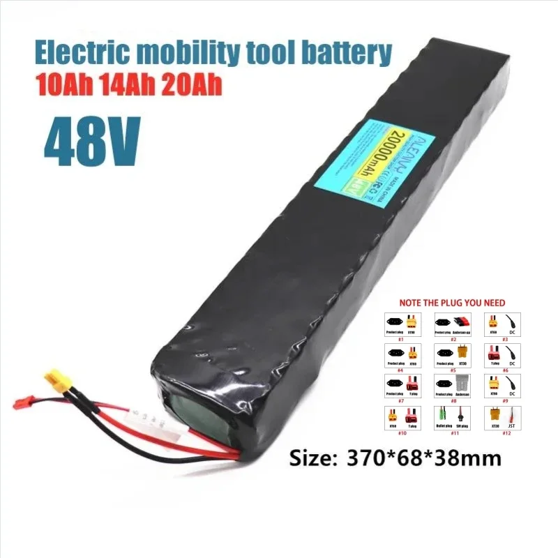 

ALEVIY 48V 20Ah 13S3P 18650 rechargeable lithium battery pack, suitable for 500W 750W 1000W alternative walking power tool batte