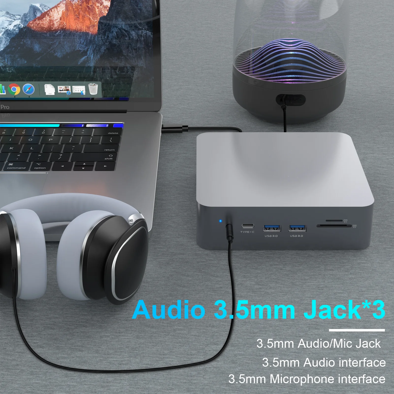 19-In-1 Type-C docking station 4k HDMI/DP video PD charging USB HUB supports M1 processor