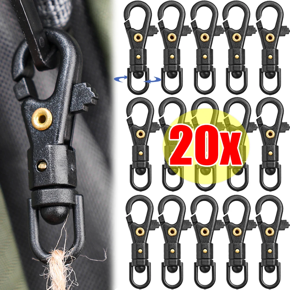 

20PCS Mini Rotatable Spring Backpack Hooks Mountaineering Buckle Umbrella Rope Quick Hook Key Chain Hook Outdoor Survival Tools