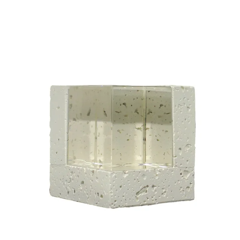 Modern wabi-sabi style square crystal travertine small ornament, fashion home model room sales office coffee table