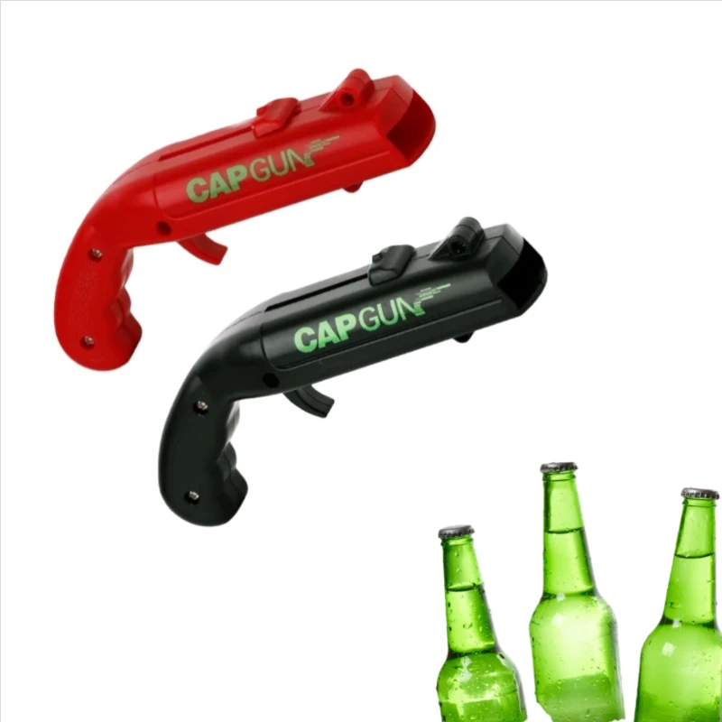 مضحك المحمولة الإبداعية تحلق غطاء قاذفة فتاحة الزجاجات بار أداة شرب فتح بندقية على شكل أغطية زجاجات مطلق النار