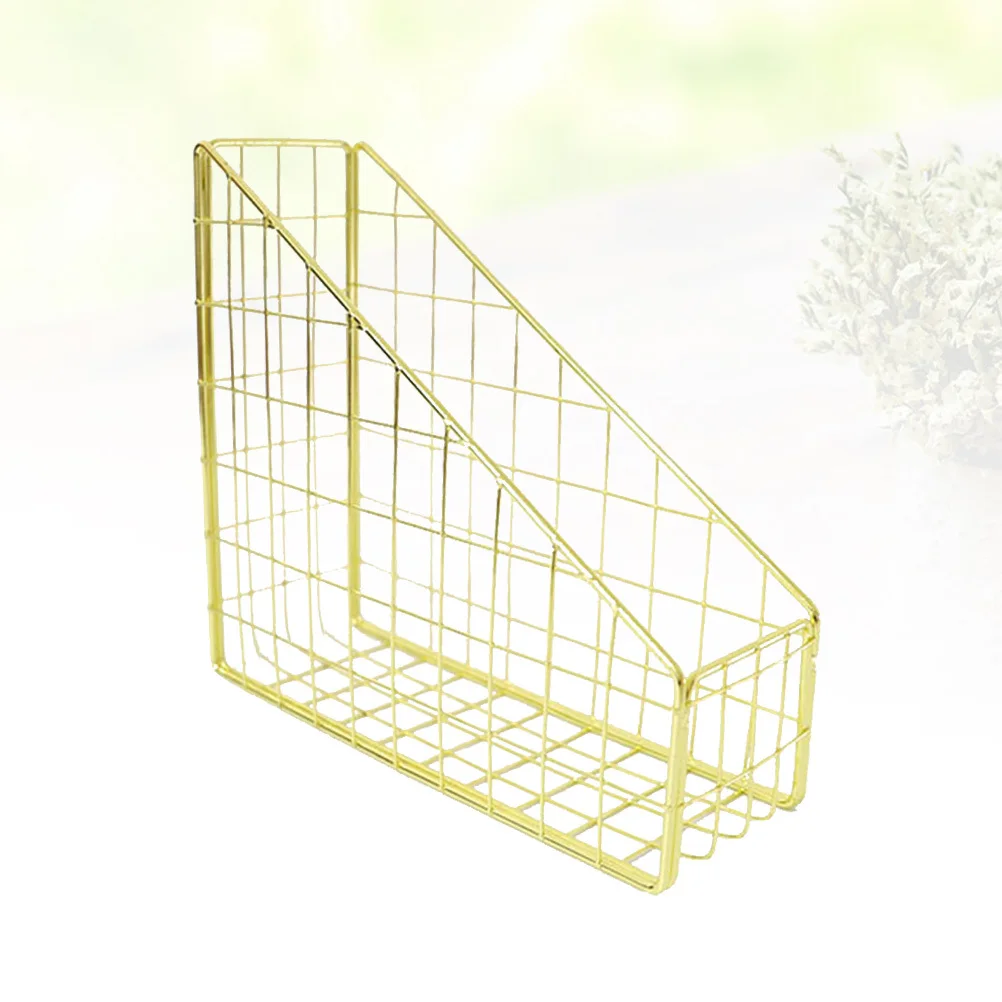 Corrosiewerende metalen vijlopbergmand Gouden decoratieve organizer voor boeken Tijdschriften Bestanden Thuiskantoor School