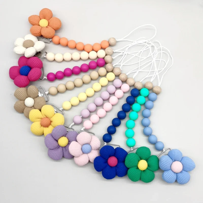 

Baby Flower Pacifier Clip Silicone Newborn Dummy Nipple Holder Pacifiers Chain Infant Feeding Teething Toys Newborn Accessories