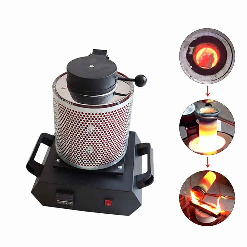 

1KG 2KG 3KG 1100 Degree 1600W Mini Portable Induction Melting Furnace For Gold Silver Steel Smelting Machine