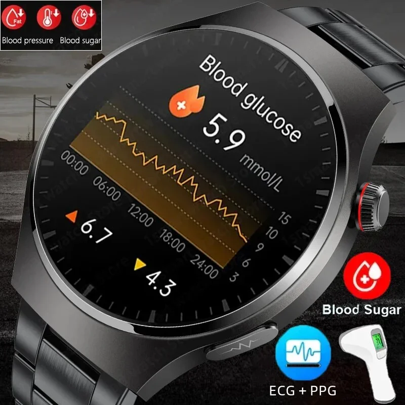 Blood Lipids Uric Acid Blood Glucose Smart Watch Men Fitness Tracker Clock Heart Rate Bluetooth