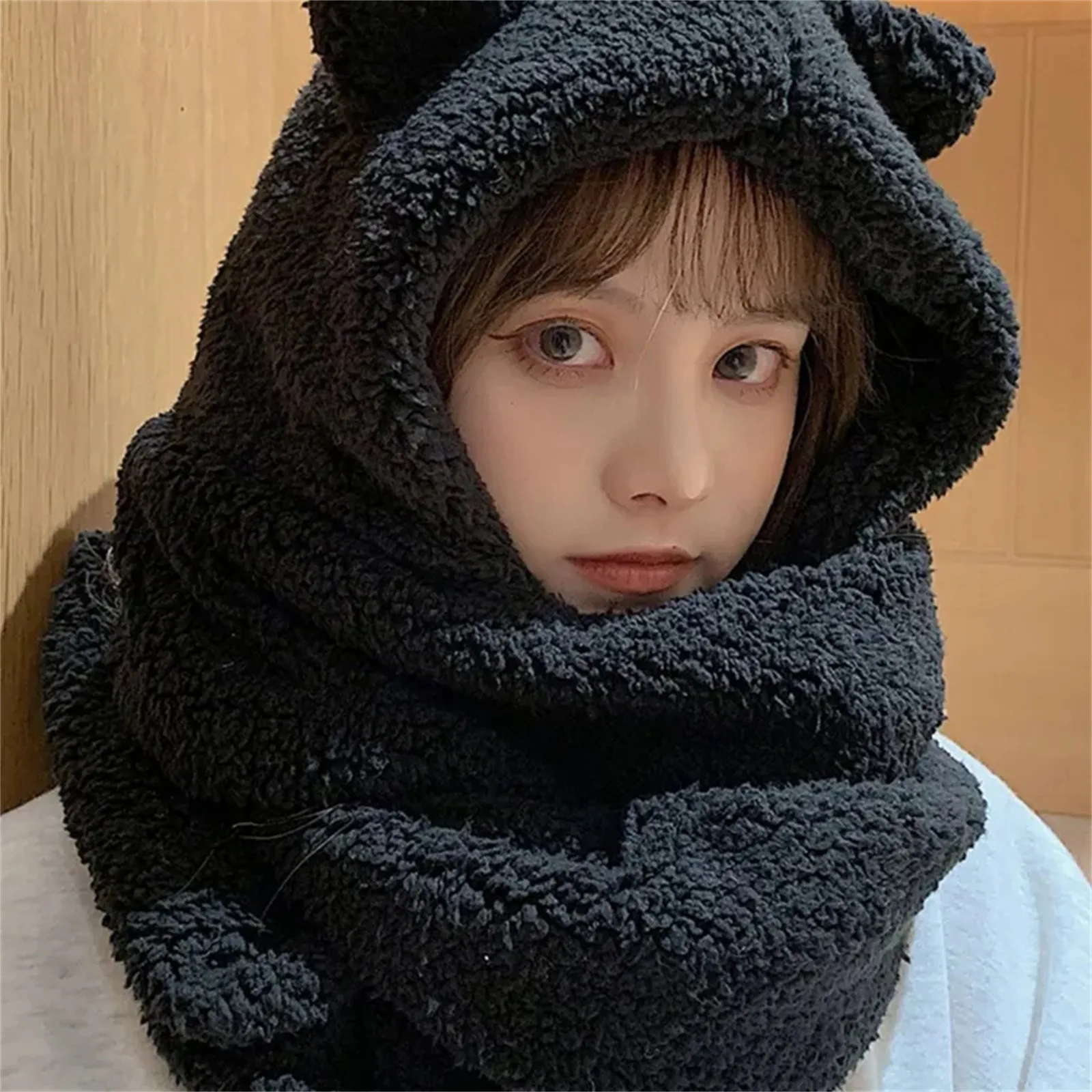Beanies Daily Accessories Scarf Women Winter 2023 Thick Warm Set Knitted Solid Color Neckerchief Scarf 2024 Bonnet Femme Hiver