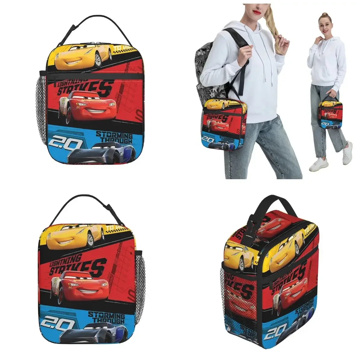 Lunch Boxes Lightning Mcqueen Car Sally Merch Storage Food Box Harajuku Thermal Cooler Bento Anime Print Box For School