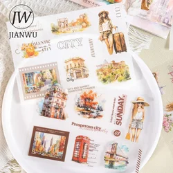 JIANWU Next Stop Journey Series Vintage Plant Flower Character  Material Collage Sticker Book Creative Journal Stationery