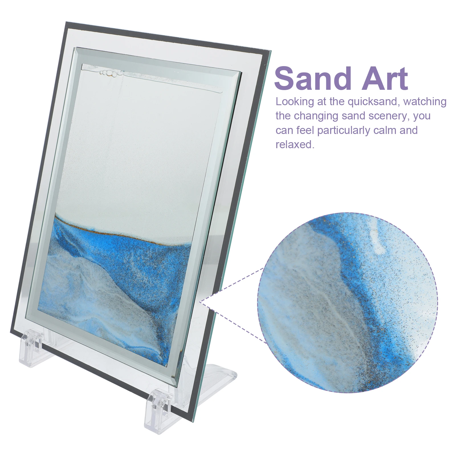 سطح المكتب الرمال المتحركة اللوحة الحلي الديكور إطار زجاجي تتحرك الجدول صورة مكتب