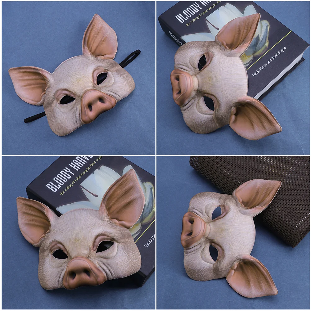 قطعتان من قناع الخنزير الحيواني نصف الوجه للحفلات والمهرجانات والهالوين والحفلات التنكرية الكرة الفاخرة بتصميم نجمة فريدة من نوعها باللون الأبيض والأسود #3