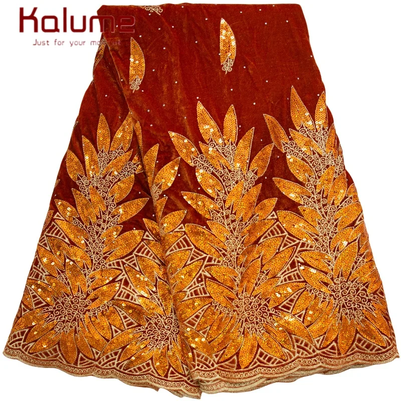 Kalume African Tulle Lace Fabric Sequins 2025 Nigerian Tulle Velvet Lace Fabric Tissue Fabric for Party Sew Cloth F3576