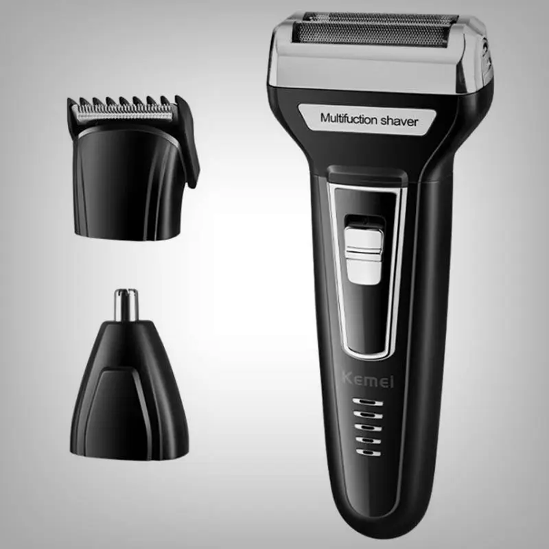 Kemei-Afeitadora eléctrica 3 en 1 para hombre, recortadora de pelo corporal, Afeitadora eléctrica para Barba y cabeza calva, recargable
