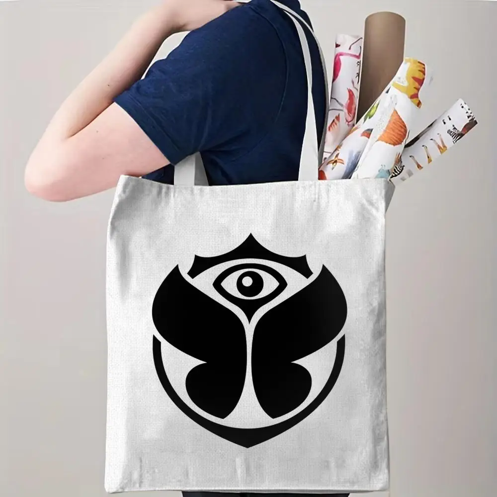 TOMORROWLAND Music Festival Storage Bags Canvas Double-Sided Print Beach Bag Durable Handbag Shoulder Travel Bag Gift