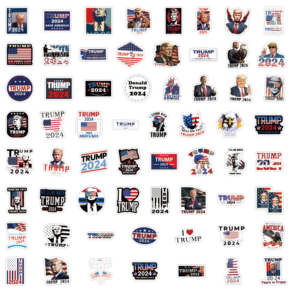 10/30/50/100pcs 2024 Funny Donald Trump Stickers Cartoon Graffiti Decals for Snowboard Laptop Luggage Waterproof Sticker Packs