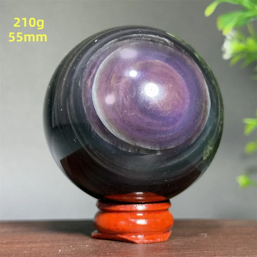 Natural Gem Rainbow Obsidian Mineral Crystal Ball Reiki Therapy Witchcraft Meditation Altar Divination Home Decoration Gift