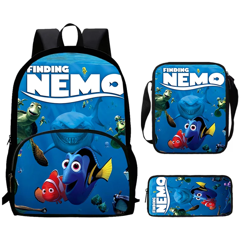 3Pcs Set Nemo Kids' Anime Bags Child Backpack with Shoulder Bag Pencil Case,Cartoon Large Capacity Schoolbags for Boys Girls