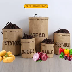 Kitchen Hessian Storage Bag for Garlic,Onions,Potato,Vegetable,Bread,Drawstring Sack,Fabric Burlap Bags Jute Potatoes Organizer