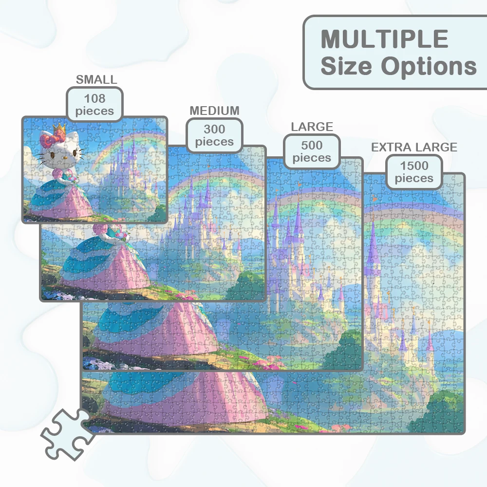 Puzzle Hello Kitty Rainbow Castle Sanrio Kreskówkowe Zabawki dla Dzieci Niepokojące Puzzle Postacie Anime Gry Rodzinne