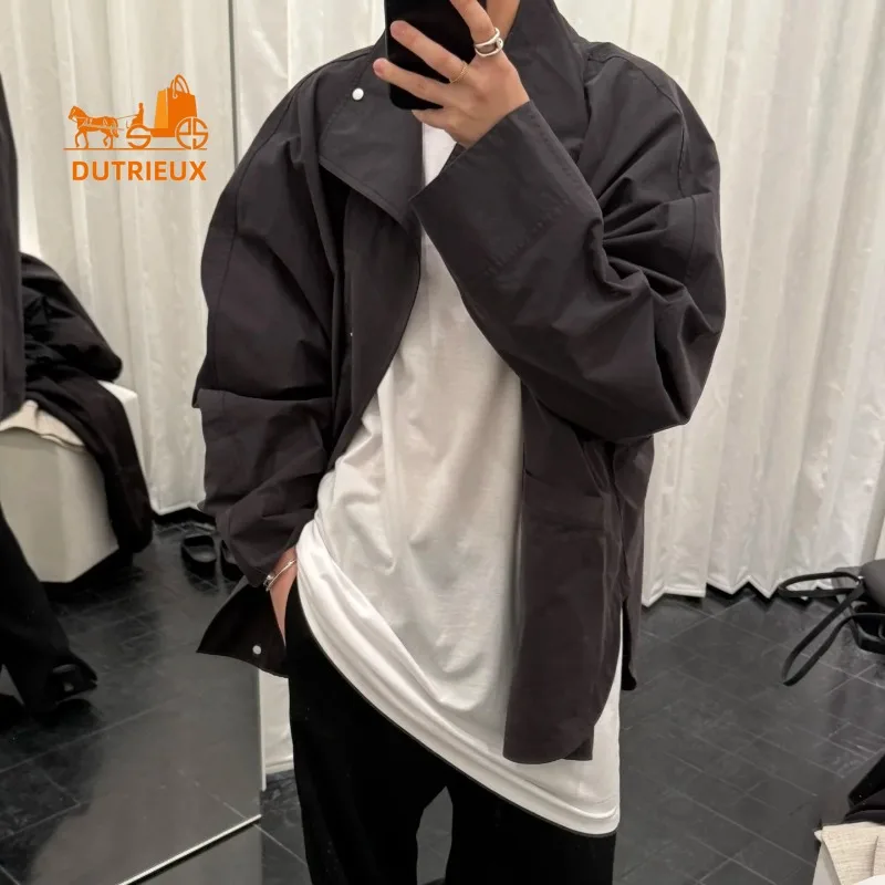 Autumn Women's High Collar Solid Color Single-breasted Jacket, 62% Cotton and 38% Nylon, Simple Fashionable and Versatile Coat