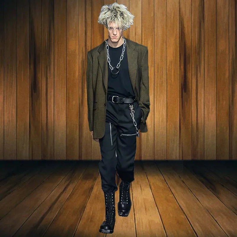 

Men's Black Casual Boots And Pants Fashion Trend Spring And Summer New Large Elastic Personalized Straight Overalls