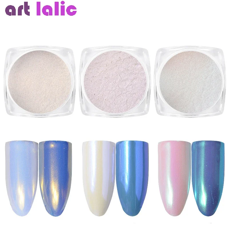 

3 Colors Box Set 2g Neon Shining Pearl Nail Glitter Powder Chameleon Shimmer Mermaid Manicure Dust for Decoration