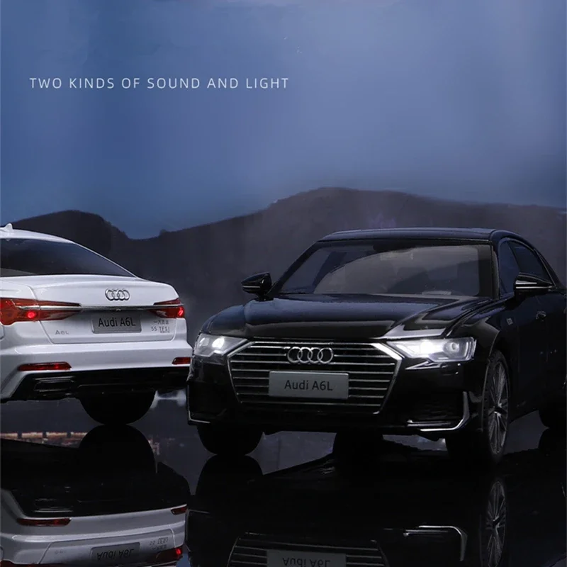 1:18 AUDI A6 Alloy Car Model Diecast & Toy Metal Vehicle Car Model Collection Sound and Light High Simulation Childrens Toy Gift