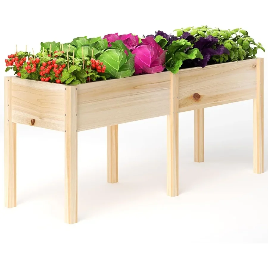 

72 L X 23 W Raised Garden Bed Outdoors with Legs Elevated Reinforced Wooden Large Planter Box for Backyard Patio Balcony w/Divi