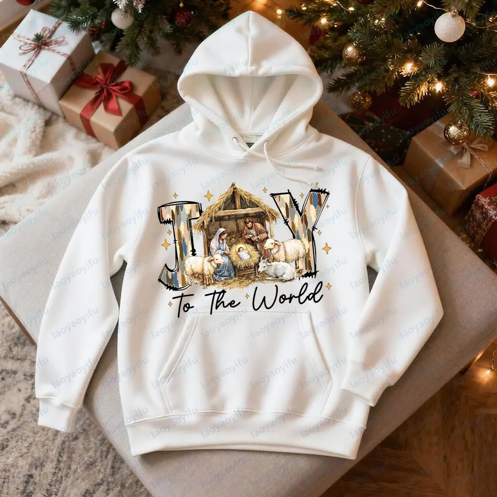 

Топы «Радость в мир» Кокетка Иисус Рождественская одежда Детские Иисус христианские рождественские толстовки с библейским стихом толстовки для женщин и мужчин