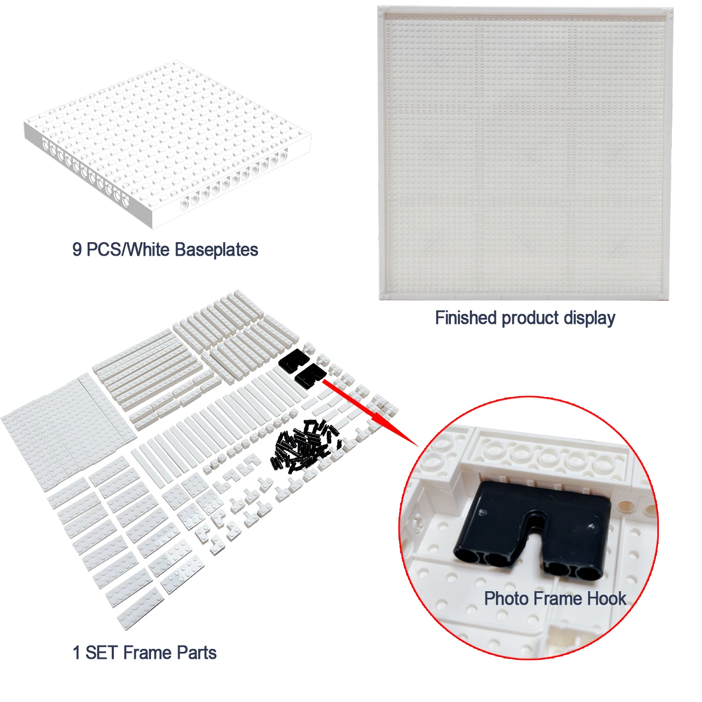 Pixel Painting Baseplate Photo Frame 65803 for Particle Square Plate Round Tile 3024 98138 3070 6141 for Art Remix 30010 ETC