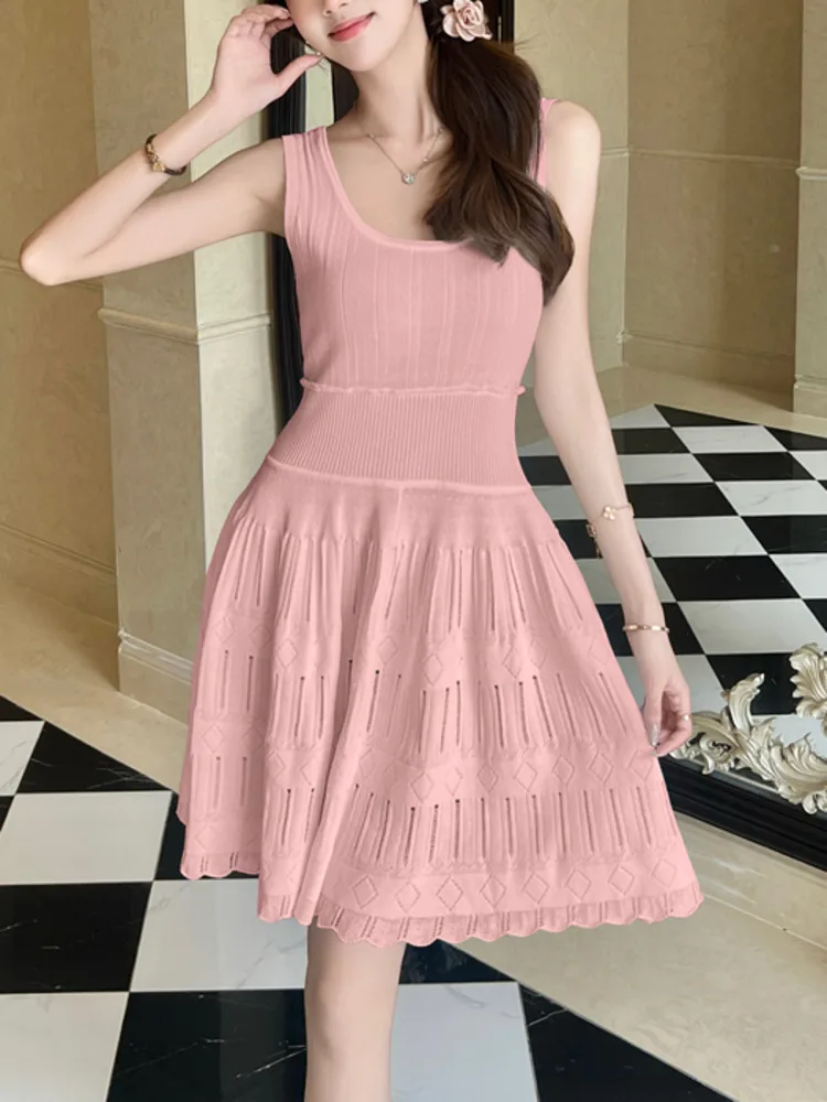 2025 고품질 패션 여성 니트 짧은 드레스 새로운 여름 슬림 스웨터 파티 드레스 저녁 vestidos 미니 가운 여성 의류