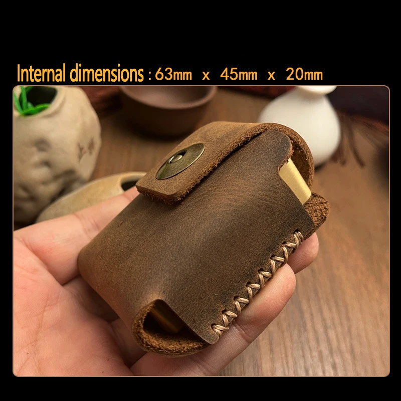 Fashion Large Solid Color Handmade Genuine Leather Kerosene Oil Lighter Armor Machine Belt Holster For Zippo Lighters Supplies