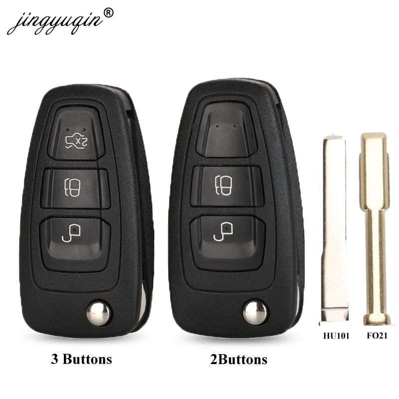 jingyuqin Flip Folding Remote Key Shell Car Key Cover 3 Buttons For Ford Focus Mondeo Fiesta 2013 Fob Auto Case With HU101 Blade