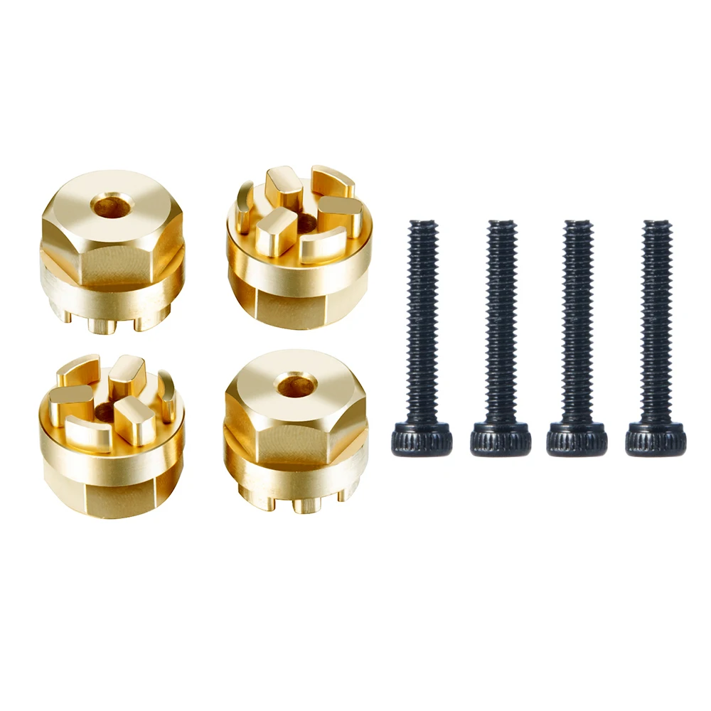 MIBIDAO 4Pcs Brass Internal Counterweight Wheel Hub Adapter Combiner For Kyosho Mini-Z 4X4 1/18 Jimny 1/24 Jeep Wrangler RC Car