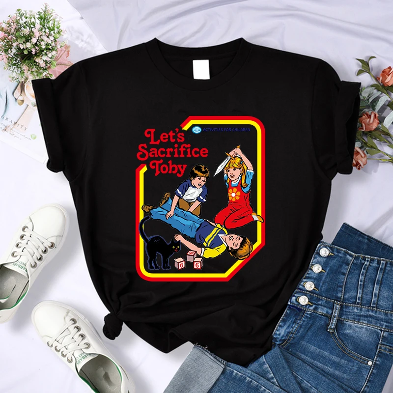 Y2k Gothic Satan Demon Grim Reaper Satanism Hell Funny T Shirt Women Summer Tops Tshirt Harajuku Cartoon T-shirt 90s Top Tees