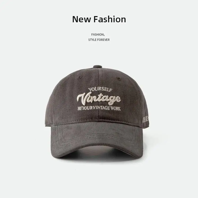 1 Stück 3D-Buchstaben-Design Baseballkappe Vintage Braun Entenschnabelmütze für Damen und Herren Sommer Streetwear Trucker-Mütze – Detail 6