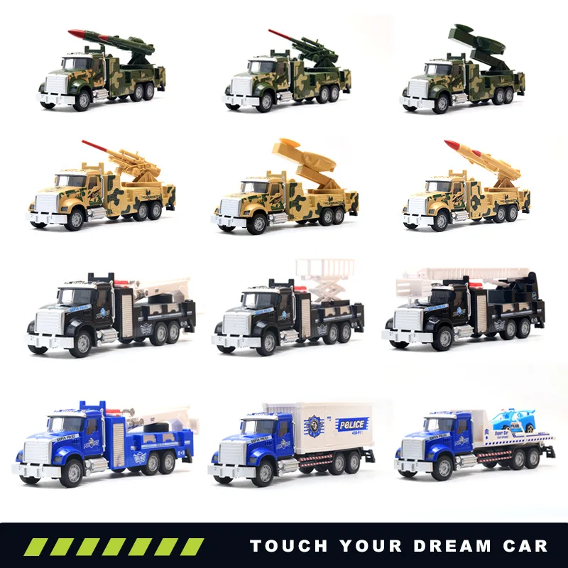 Véhicule à traction en alliage, modèle de voiture de Police d'ingénierie, jouet éducatif, Simulation, Mini voiture multi-styles