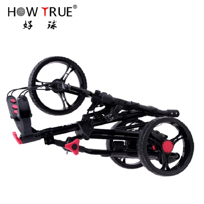 Golf Trolley 3 Wheel, Easy Open/Fold Lightweight Golf Push Cart with Umbrella and Water Holder and Foot Brake, Golf Perfect Tool