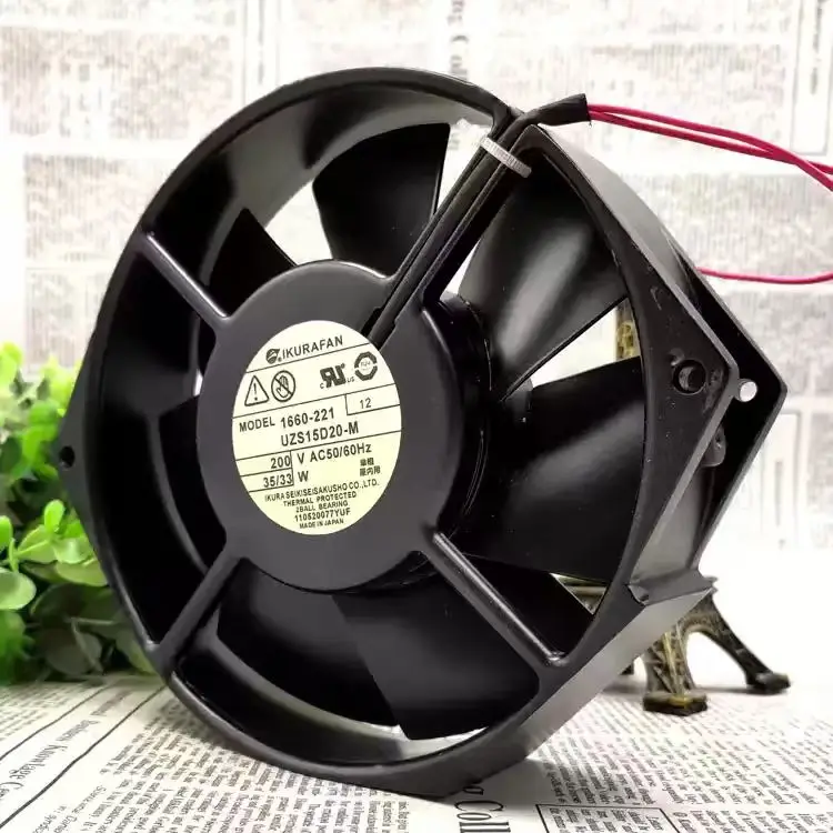 For IKURAFAN 1660-221 UZS15D20-M AC 200V  17238 172x150x38mm 2-Wire Dual Ball Bearing Metal Welder Server Inverter Cooler Fans