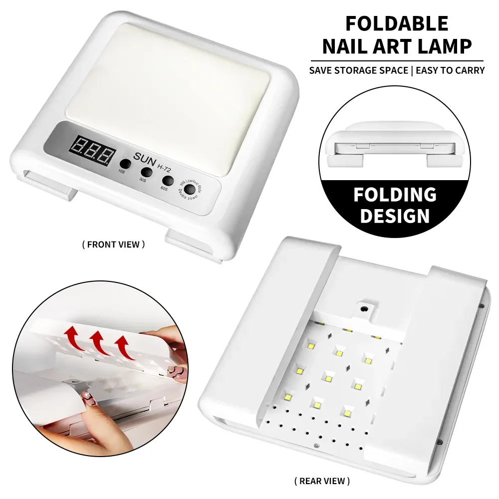 72 led diode électroluminescente uv séchoir lampe à ongles ongles durcissement complet gel vernis à ongles salon de manucure professionnelle de détection de mouvement avec des outils et de l'équipement