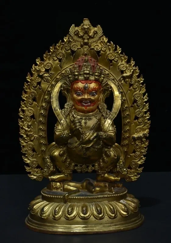 old Tibet Buddhism temple bronze Gilt Mahakala Wrathful Deity Buddha Statue