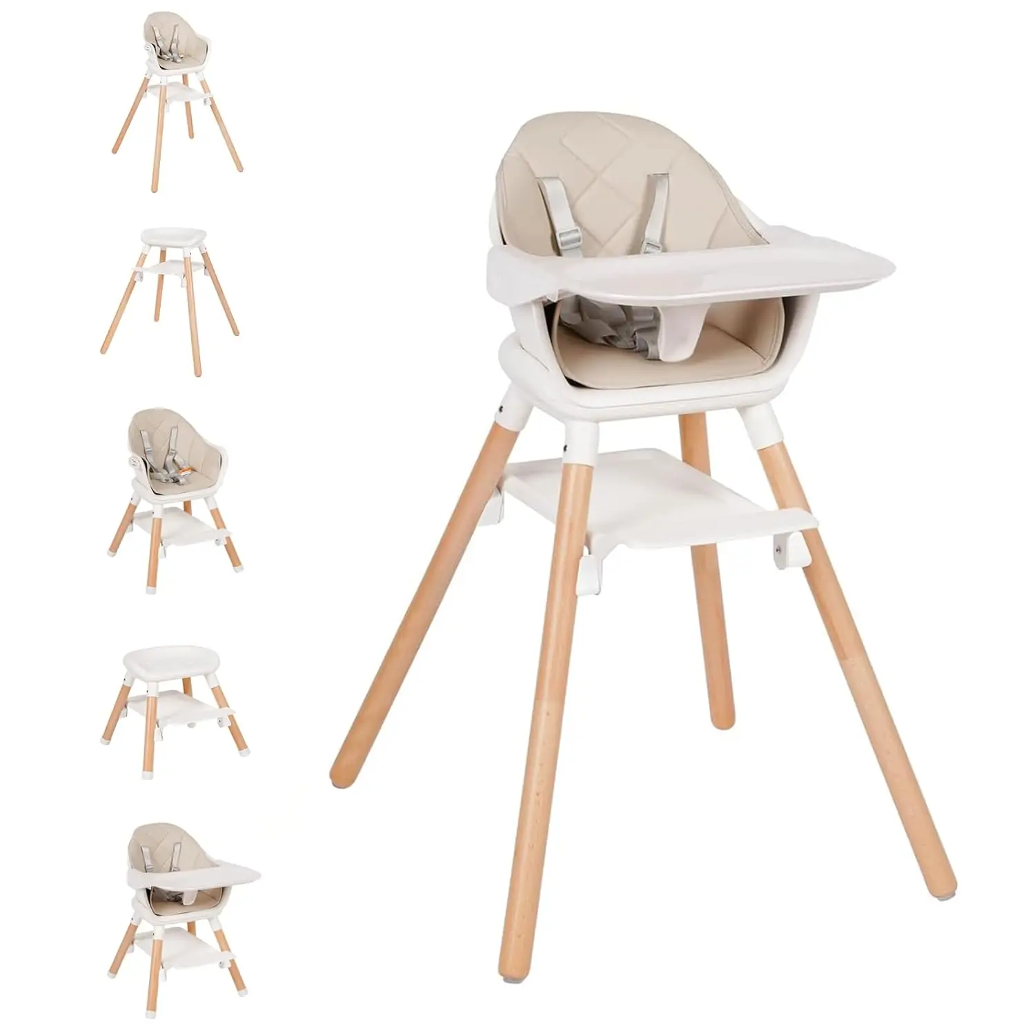 Wooden Convertible High Chair for Babies and Toddlers