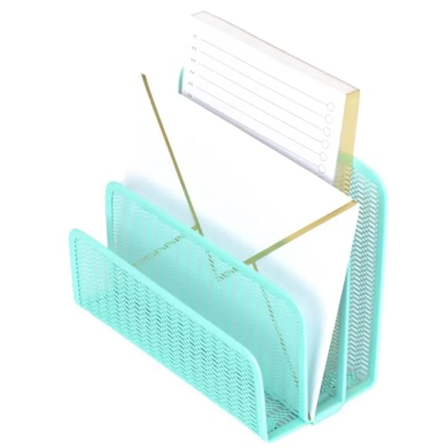 Metal Mesh Letter Sorter for Desk Modern Desk Organizer Space-Saving Vertical Mail Holder Office and Home Paper Organizer Outgo