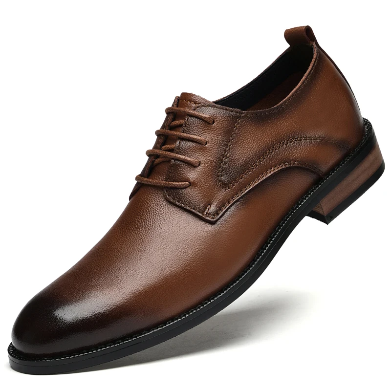 First-Layer Cowhide Leather, Wooden Sole, First-Layer Pigskin Lining, Men's Business Casual Shoes